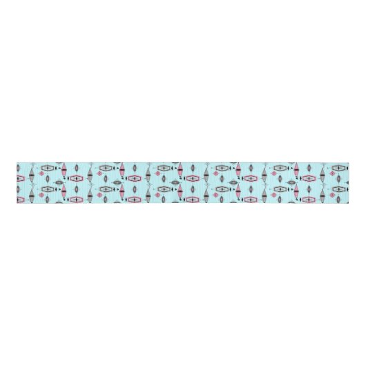 atoomroze en grijs patroonkoolstof grosgrain lint (Voorkant)