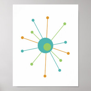 Atoomster middeleeuwse moderne gestileerde poster