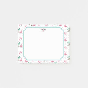 atoomstijlmonogram met vlamingos en palmbomen post-it® notes
