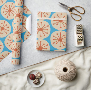 atoomStippen Retro mid-century modern patroon Cadeaupapier