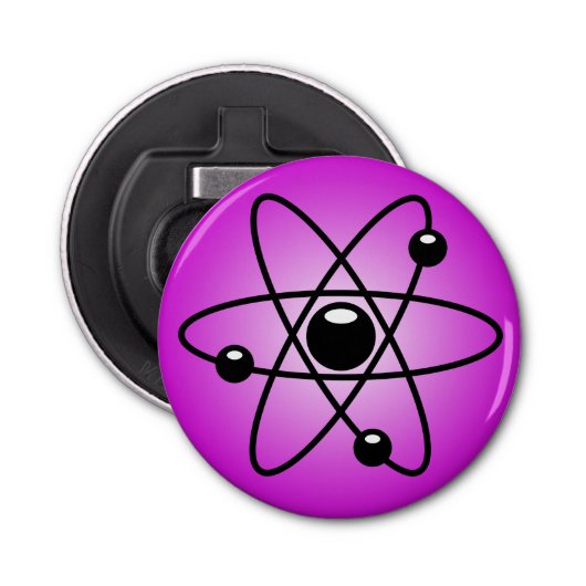 atoomsymbool op een roze achtergrond button flesopener (Voorkant)