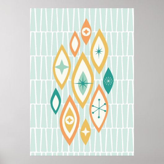 atoomtijdperk midden eeuw Abstracte vormen sterren Poster (Voorkant)