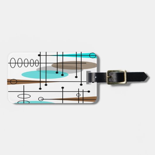 Atoomtijdperk midden-middeleeuwse moderne Abstract Bagagelabel (Voorkant horizontaal)