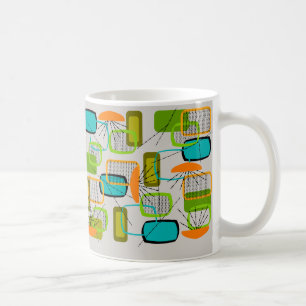 Atoomtijdperk midden-middeleeuwse moderne Abstract Koffiemok