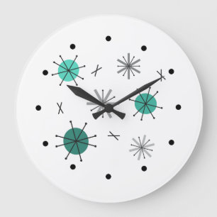 Atoomtijdperk Starburst Planeten Turquoise Grote Klok