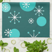 Atoomtijdperk Starbursts Blauwgroen Theedoek (Gevouwen)