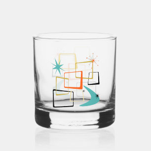 Atoomtijdperk vierkantjes sterren Boomerang Mid Ce Whisky Glas