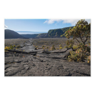 atop dry lava bed of kilauea iki krater foto afdruk