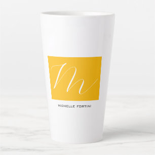 Atractief monogram Geel, geel, modern Latte Mok