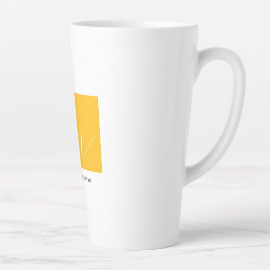 Atractief monogram Geel, geel, modern Latte Mok (Rechts)