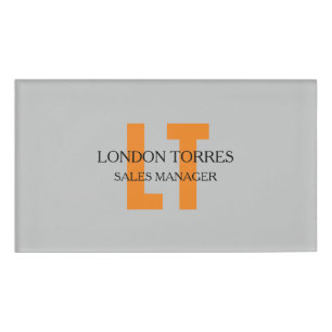 Atractief monogrammed Gray Plain Naambadge
