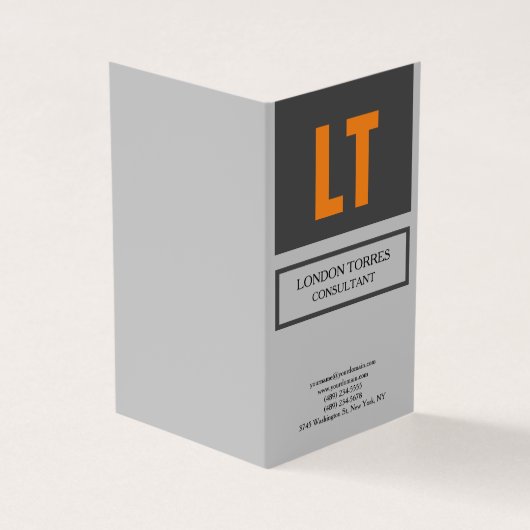 Atractief monogrammed Gray Plain Visitekaartjes (Buitenkant)