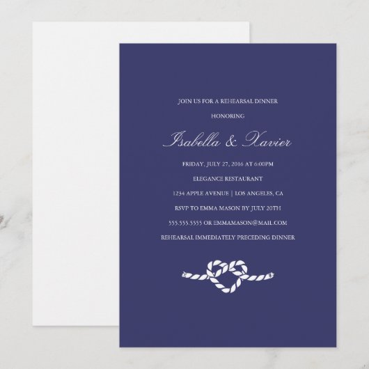 Attache Le noeud | Invitation au dîner de répétiti (Devant / Derrière)