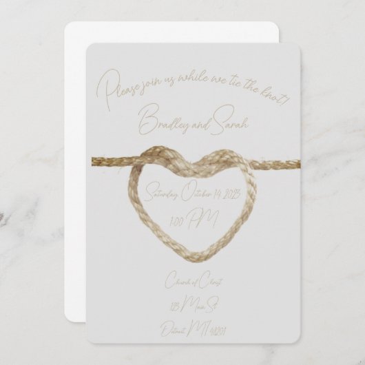 Attachez le Noeud - Invitation de Mariage (Devant / Derrière)