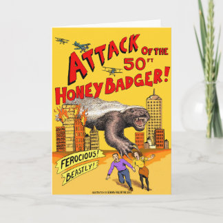 Attack of the 50ft Honey Badger! Greetings Card Feestdagen Kaart
