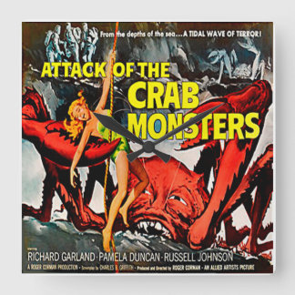 Attack Of The Crab Monsters Movie - Square Clock Vierkante Klok