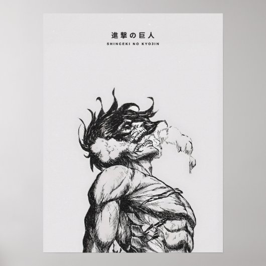 Attack Titan Figure Dark Anime Line Art Poster (Voorkant)