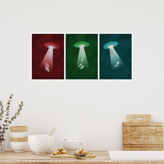 Attaque de Mars - affiche d'enlèvement d'Aliens (Cuisine)