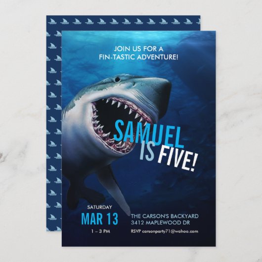 Attaque de requins | Ocean Invitation Boys Anniver (Devant / Derrière)