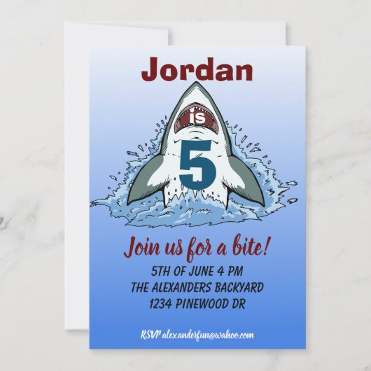 Attaque de requins | Shark Invitation Boys Anniver (Devant)