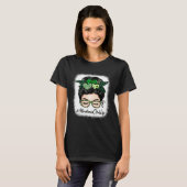 Attendance Clerk Women Messy Bun St Patrick s Day  T-shirt (Voorkant volledig)