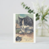 "Attendez-vous pour moi?" Carte postale vintage (Debout devant)