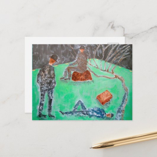 ATTENDRE LA Carte Postale GODOT (Devant/Arrière en situation)