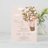 Attends ! Invitation baby shower Vert brun (Debout devant)