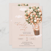 Attends ! Invitation baby shower Vert brun (Devant / Derrière)