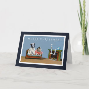 Attente de chaton et de chiot la carte de Noël de