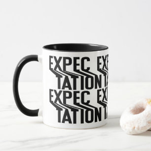 Attente - Mug noir typographie Kinetic Glitch