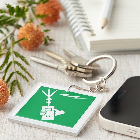 Attentie Electricity Sign Sleutelhanger