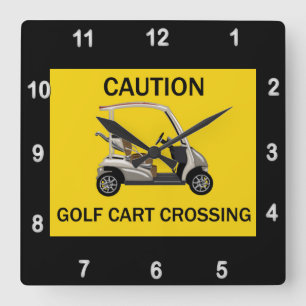Attentie Golf Cart Crossing Sign Vierkante Klok