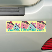 Attentie Ik rem voor Cake - Bumpersticker (Op auto)