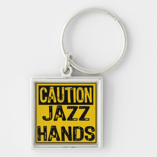 Attentie - Jazz Hands Yellow/Black Sleutelhanger (Voorkant)