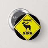 Attentie- Moose Crossing Ronde Button 5,7 Cm (Voorkant /achterkant)