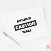 Attentie Spiegelwand Ronde Sticker (Envelop)
