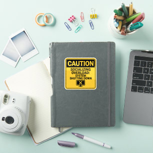 Attentie-Sticker – Waarschuwing voor sociale overb Sticker