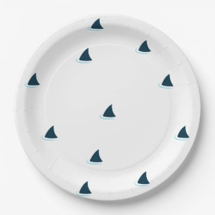 Attention aux requins ! assiette en papier