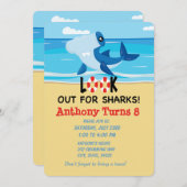 Attention Aux Requins...Plage Invitation Anniversa (Devant / Derrière)