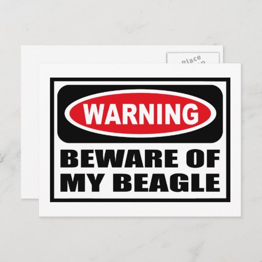 ATTENTION DE MA Carte postale BEAGLE (Devant / Derrière)