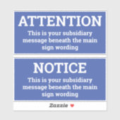 Attention - Deux Stickers Signes Bleus & Blancs (Feuille)