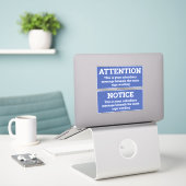 Attention - Deux Stickers Signes Bleus & Blancs (Ordinateur portable sur le bureau)