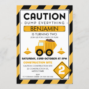 Attention en construction Anniversaire Invitation