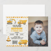 Attention ! Invitation d'anniversaire de construct (Devant / Derrière)