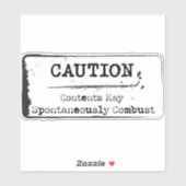 Attention : Peut Combattez Spontanément Sticker (Feuille)