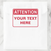 Attention Sign, template Rechthoekige Sticker (Tas)