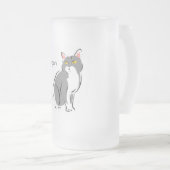 Attentive Grey and White Cat Matglas Bierpul (Voorkant rechts)