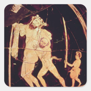 Attische rode-cijfervaas vierkante sticker