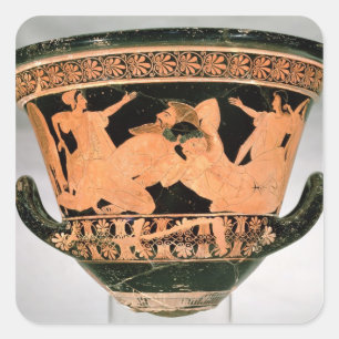 Attische rode kalyx-krater die Herakles W Vierkante Sticker